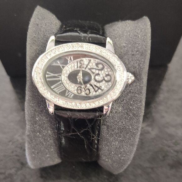 Victoria Wieck Black and Silver Luxury Watch with Roman Numerals - Picture 1 of 3